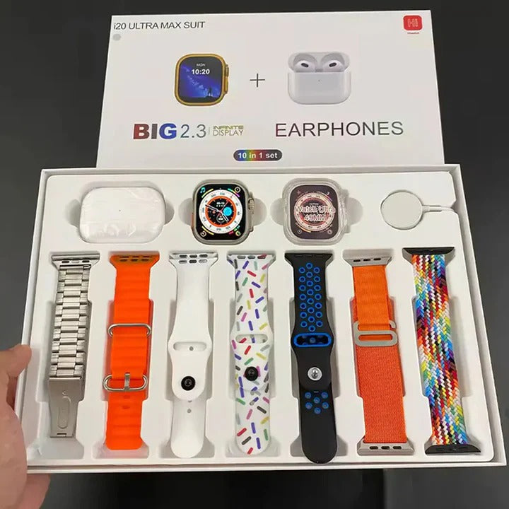 I20 Ultra Max Suit - Smartwatch & Airpods Combo